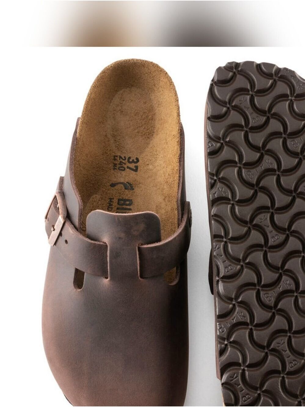 Birkenstock Brown Leather Boston Mule with Buckle (Unisex) - Picture 5 of 15